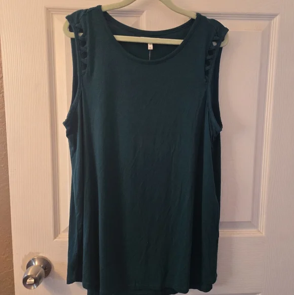 Women's Teal Tank Top - Picture 2 of 9